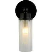 Searchlight Schwarze Wandleuchte Imperial mit geripptem Glas
