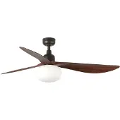 Faro Deckenventilator mit Licht Outwood, braun, DC, leise, Ø150cm dimmbar, schwarz, für Wohn- / Esszimmer, Kunststoff, Modern
