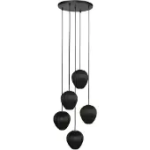 Steinhauer 5-flammige Pendelleuchte HaloSwap runde schwarze und schwarze Kappen