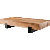 Wohnling Couchtisch 130x59x25cm Akazie Massivholz / Metall Sofatisch Wohnzimmertisch Modern Stubentisch Braun / Schwarz Designer Kaffeetisch Massiv