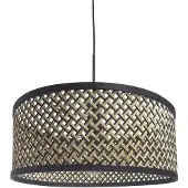 Steinhauer Pendelleuchte Sparkled Light 1-flammig Schwarz Matt/ Holz Schwarz 50x50cm