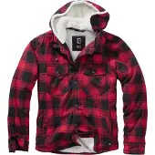 Brandit lässige Herren Jacke Kordelzug Kapuze mit Baumwolle Rot/Schwarz