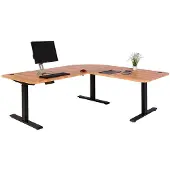 Mendler Eck-Schreibtisch HWC-D40, Computertisch elektrisch höhenverstellbar 178x178cm 84kg MVG Eiche-Nachbildung, schwarz