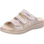 Rohde Damen Pantolette aus Veloursleder mit drei Klettverschlüssen Abano 5221, Größe:41 EU, Farbe:Beige