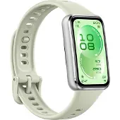 Huawei Band 11 silbernes Aluminiumlegierungsgehäuse mit grünem Fluorelastomerarmband