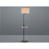 Meine Wunschleuchte LED Stehleuchte Schwarz mit Stoffschirm schwenkbar - Ablagetisch & USB Anschluss