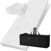 Bestschlaf ELONEO Schlaf Topper Reise-Set 3 teilig: Visko-Matratzenauflage, Visko-Kopfkissen, hochwertige Transporttasche, 100% Visco, weiß, Visco-Topper: B 90 x L 200