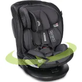 Lorelli Auto Kindersitz Aviator, Mitwachsender Autositz mit Isofix i-Size 40-150cm, Babysitz ab Geburt, 360 Grad drehbar, grau