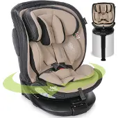 Lorelli Auto Kindersitz Estate mit Isofix Basis und Stabilisierungsbein, Mitwachsender Autositz i-Size 40-150cm, Babysitz, 360 Grad drehbar, beige