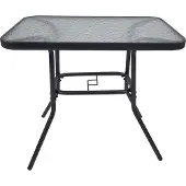 VCM Gartentisch aus Glas und Metall | Esstisch | Maße ca. H. 70 x B. 80 x T. 55 cm | Anthrazit | Balkontisch Gartenmöbel 80x55