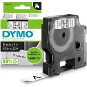 Dymo Original D1-Etikettenband | 12 mm x 7 m |schwarz auf weiß | selbstklebendes Schriftband |Polyster | für LabelManager-Beschriftungsgerät