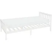 ML-Design Holzbett Kinderbett 90x200 cm Weiß mit Matratze, Kiefernholz, Bettgestell mit Lattenrost & Füße, Einzelbett mit Kopf- und Fußteil