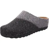 Rohde Damen Pantoffel Softfilz recycled Strass Lederdecksohle Soave-40 6051, Größe:39 EU, Farbe:Grau