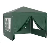Wiltec Pavillon 3 x 3 m in Grün mit UV-Schutz 50+, Gartenpavillon mit abnehmbaren Seiten, Partyzelt mit Fenstern für z. B. Terrasse und Festival