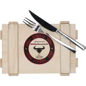 Justinus Bestecke Justinus 8tlg BBQ Steakbesteck-Set für 4 Personen Messer Gabel inkl Holz-Kiste