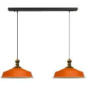 Bamyum Pendelleuchte Asletl-Knob Hängelampe aus Metall 2 Flammige, E27, Orange Vintage Lampe