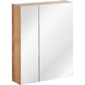 Comad Badezimmerschrank Mit Spiegel 60 Cm, 2 Türen, Eiche Gold, Hängend