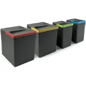 Emuca Recycle 2x15 2x7l Recyclingbehälter 4 Einheiten Silber Silber One Size