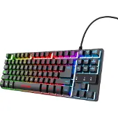 Trust Gaming Tastatur mit TKL-Design GXT 833 Thado - Beleuchtete Tastatur mit Deutsches QWERTZ Layout, Anti-Ghosting, Mehrfarbige LED-Beleuchtung, 12 Media-Tasten, USB Plug & Play, PC/Laptop
