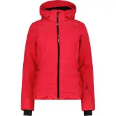 CMP Damen Skijacke aus 4-Way-Stretch-Twill mit abnehmbarer Kapuze aus Kunstfell rot 40