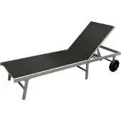 Degamo Rollenliege Sonnenliege Gartenliege OSTIA 200cm, Gestell Aluminium silbergrau, Bezug Kunstgewebe schwarz