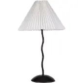 Beliani Tischlampe Schwarz mit Metallfuß 49 cm Plisseeschirm Stoffschirm Kegelform Langes Kabel mit Schalter Modern Schlaf- u. Wohnzimmer Beleuchtung