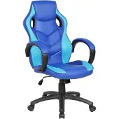Dmora Gaming-Stühl Caloundra, Gaming-Sessel für Erwachsene, Schreibtischstuhl, 66x61h104/114 cm, Blau und Himmelblau