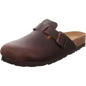 Rohde Herren Clog Pantolette Leder Schnalle bequem Grado 6698, Größe:43 EU, Farbe:Braun