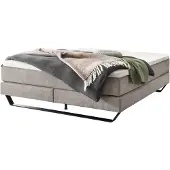 Hasena Raumspar Boxspringbett Julieta light grey Fußkufe schwarz 200x200 : Topper - Lovely Top (fest)