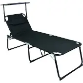 Linder Exclusiv GmbH Linder Exclusiv Klappbarer Gartenliege XXL mit Baldachin Schwarz