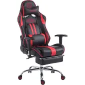 TPFLiving Racing Bürostuhl Limitless-2 Kunstleder mit Fußablage schwarz/rot