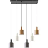 LINDBY Hängelampe Ovelia, braun/kaffee/beige, 6-flg., E27