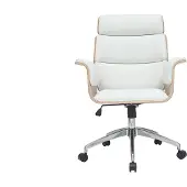 Miliboo - Design-Bürosessel weiß und helles Holz ELON