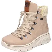 Rieker Damen Stiefelette Plateau Teddyflausch Soft Foam 48034, Größe:37 EU, Farbe:Beige