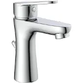 Schutte PICO Waschtischarmatur mit Zugstange, Wasserhahn Bad mit Ablaufgarnitur Waschbecken, Chrom