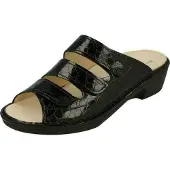 Finn Comfort Canzo, Schwarz, Damenschuhe, Pantolette, Leder, NEU - Damenschuhe Pantolette / Zehentrenner, Schwarz, leder (frog)