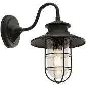 LINDBY Außenwandleuchte Kyan, Höhe 40 cm, schwarz, IP44, E27