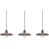 Beliani Hängeleuchte Dunkelbraun Mango-Holz 3-Flammig mit Schirm Kegelform Langem Kabel Boho Stil Rustikal für Esstisch Wohnzimmer Flur Wohnküche