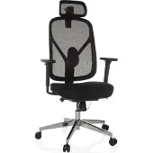 Hjh OFFICE Profi Bürostuhl RALOO PRO Ergonomischer Schreibtischstuhl mit Armlehnen (höhenverstellbar) Stoff / Netzstoff Schwarz Drehstuhl für Büro, Zuhause