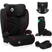 Lionelo Hugo I-Size Autokindersitz ab 4 - 12 Jahre, ab 15 kg - 36 kg, i-Size ISOFIX oder Autogurte- Sporty Schwarz Rot
