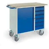 ROLLCART Werkbank mit Schrank, 6 Schubladen und 2 Lenkrollen/2 Bockrollen
