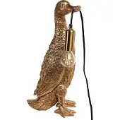 Beliani Tischlampe Gold Kunstharz 37 cm Hoch 1-Flammig Glühbirnen-Optik Tiermotiv Ente Langes Kabel mit Schalter Glam Nachttischlampe Leselampe