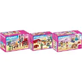 Playmobil 70206, 70207, 70208 Dollhouse 3er Set Küche + Wohnzimmer + Schlafzimmer