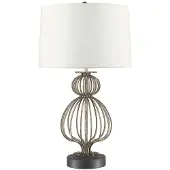 Elstead Lighting Elstead Lafitte Tischleuchte E27 Gebeiztes Silber Creme