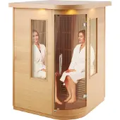 Vevor Ferninfrarot-Holzsauna, Sauna-Spa für Zuhause, für 2 Personen, Niedrige EMF-Ferninfrarot-Sauna aus Hemlockholz mit gehärteter Glastür & LED-Mehrfarbenlampe & Bluetooth-Lautsprechern, 1850 W
