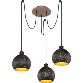 Etc-shop Pendellampe, Holz, schwarz, gold, H 225 cm