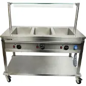 Saro Fahrbarer Edelstahl Bain Marie Wagen BT-3 für 3x GN 1/1 Behälter, 1304x704x850 mm