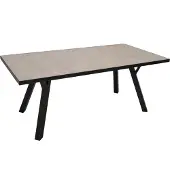 Degamo Tisch Gartentisch Esstisch MANCIANO 180x90cm, Aluminium dunkelgrau + Glas in Keramikoptik