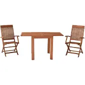Merxx Gartenmöbelset Comodoro 3tlg., 2 Klappsessel, 1 Ausziehtisch 65 (130) x 70 cm - Eukalyptus