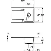 Villeroy & Boch Keramikspüle 333401TR, Siluet 45 Einbauspüle - inkl.